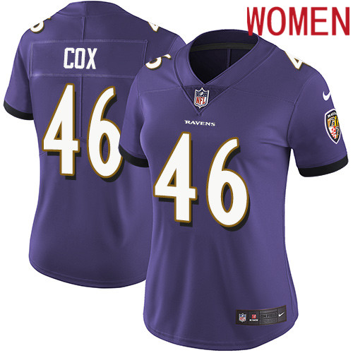 2019 Women Baltimore Ravens #46 Cox purple Nike Vapor Untouchable Limited NFL Jersey->women nfl jersey->Women Jersey